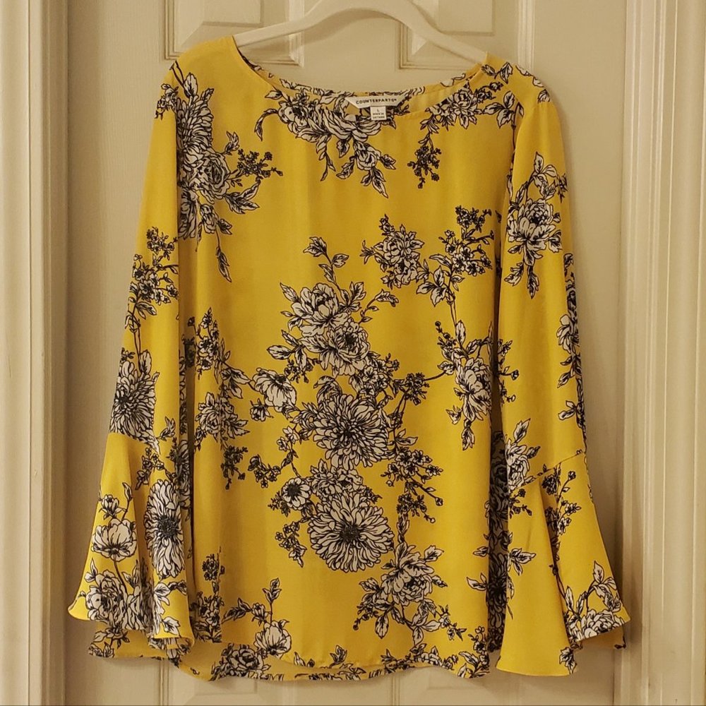 Yellow Boho 3/4 Bell Sleeve Blouse